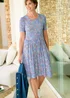 Cotton Traders Pearl Blue Printed Jersey Knee Length Dress - 18 Image 2