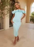 AX Paris Mint Ruffle Detail Bardot Top Midi Dress - 8 Image 1