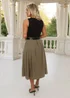 AX Paris Khaki 2 In 1 Pleated Skirt Belted Midi Dress - 8 Image 5