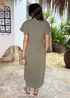 AX Paris Khaki Flutter Sleeve Shirred Waist Midi Dress - 8 Image 5