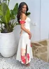 AX Paris Cream Floral Print Cold Shoulder Cowl Slip Midi Dress - 8 Image 4