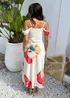 AX Paris Cream Floral Print Cold Shoulder Cowl Slip Midi Dress - 8 Image 5