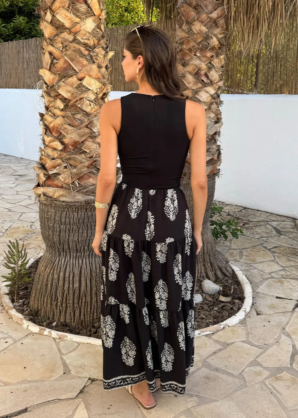 AX Paris Black Border Print 2 In 1 Smock Midi Dress - 10 Image 5