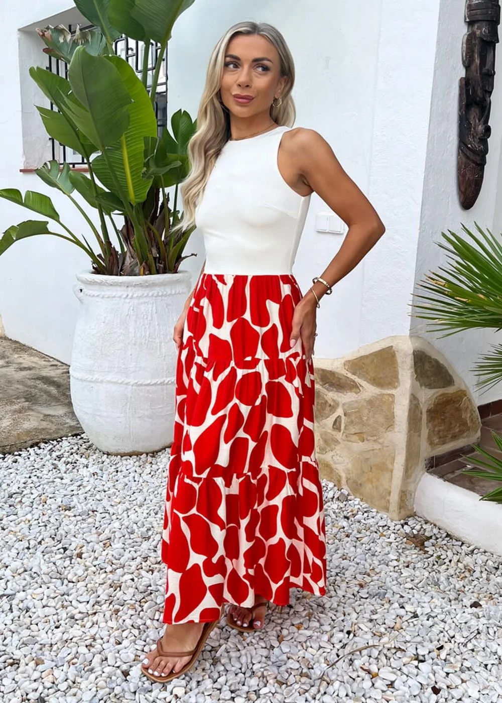 AX Paris Orange Abstract Print 2 In 1 Smock Midi Dress - 16 Image 1