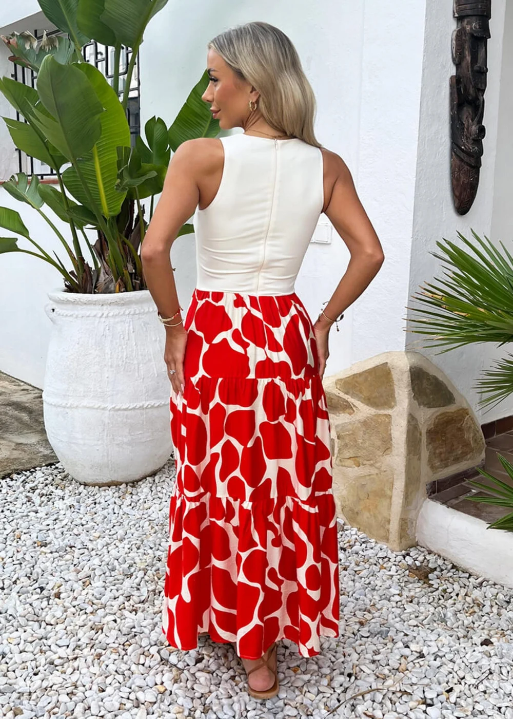 AX Paris Orange Abstract Print 2 In 1 Smock Midi Dress - 16 Image 5