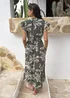 AX Paris Khaki Abstract Floral Print Flutter Sleeve Midi Dress - 8 Image 5