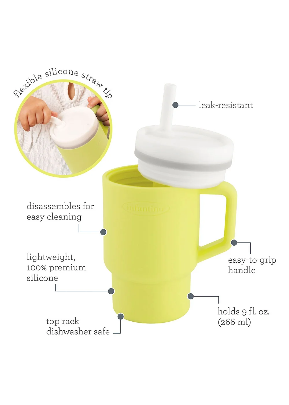 Infantino My First Tumbler Citrus Yellow 266ml - One Size Image 2