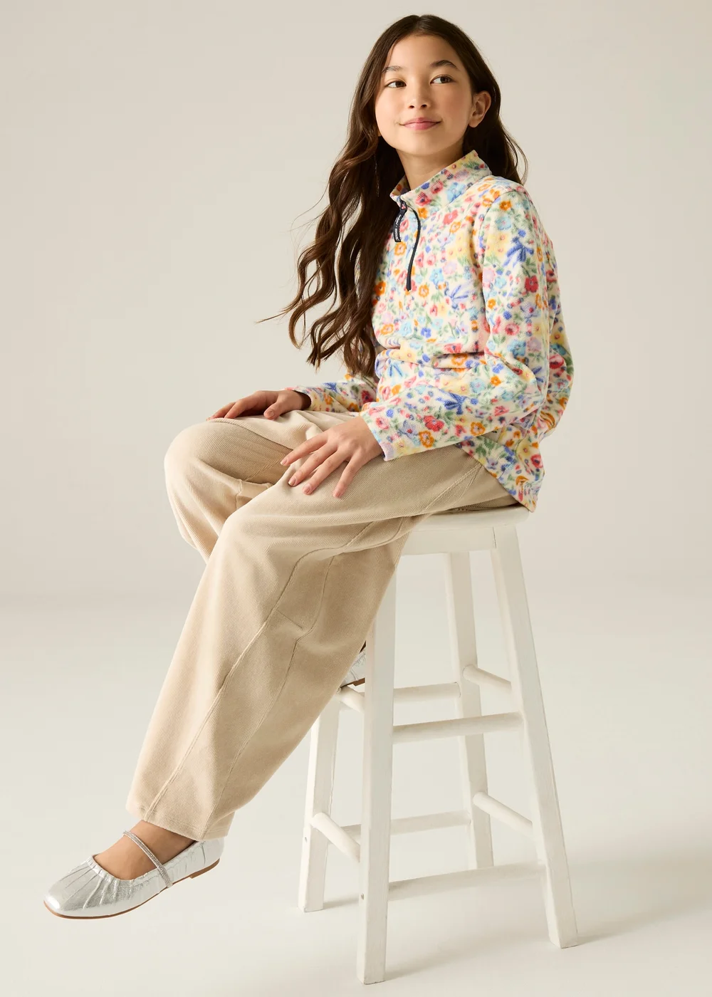 Regatta Half Zip Cath Kidston Fleece Cream Harmony Ditsy (Age 3-13 Years) - 11-12 Yrs Image 3