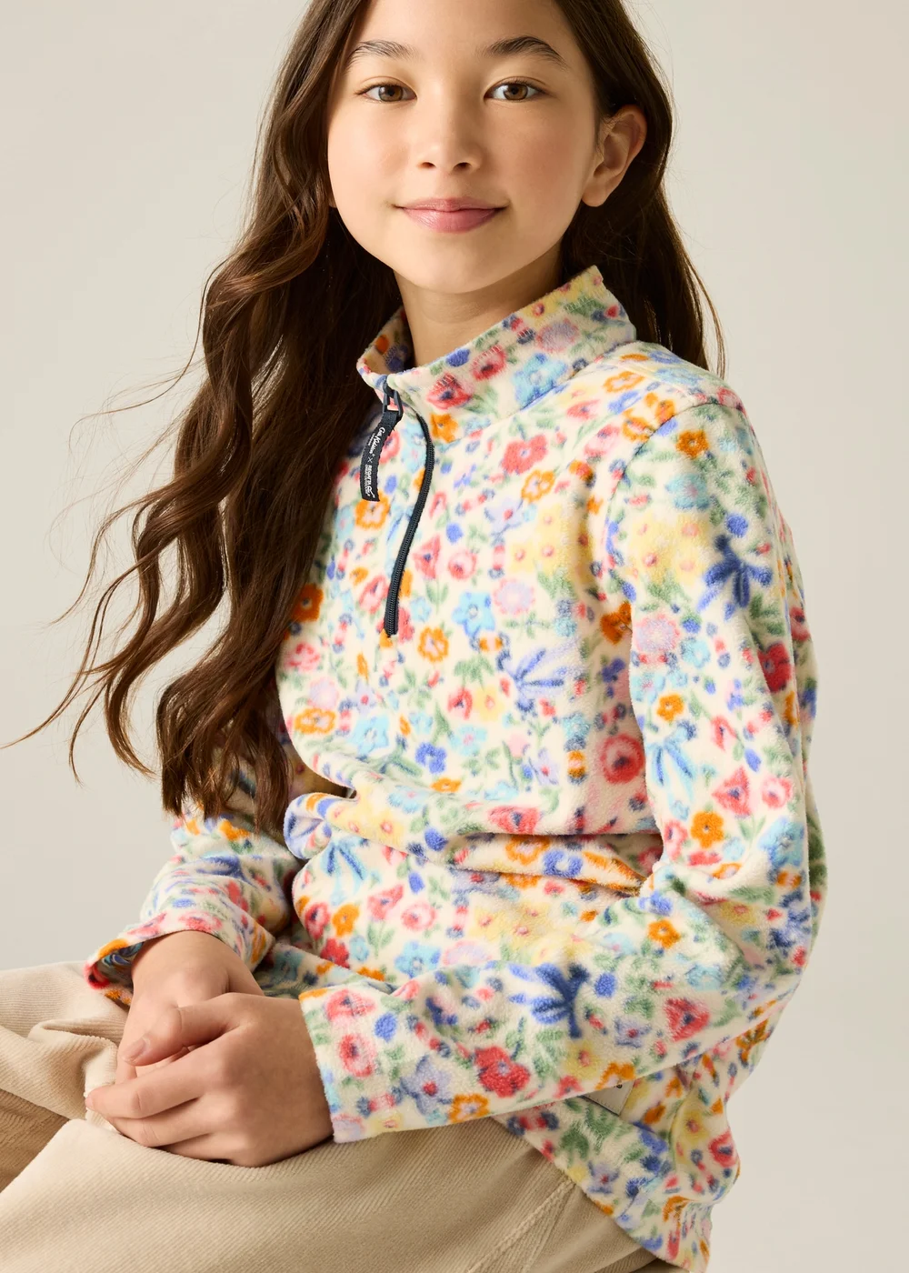 Regatta Half Zip Cath Kidston Fleece Cream Harmony Ditsy (Age 3-13 Years) - 11-12 Yrs Image 4