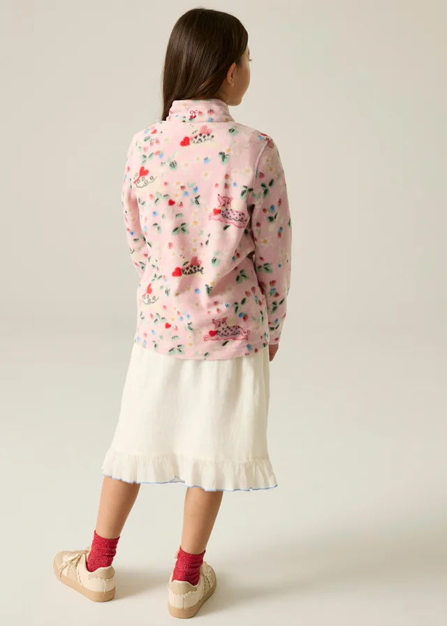 Regatta Half Zip Cath Kidston Fleece Pink Puppy Floral (Age 3-13 Years)