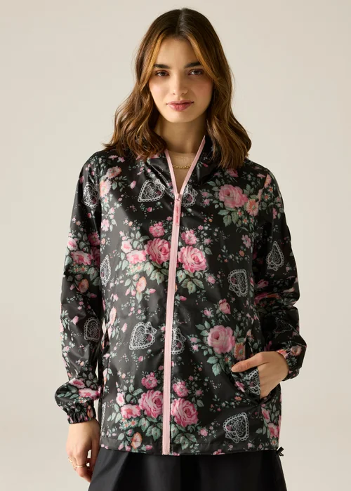 Regatta Waterproof Cath Kidston Pack It Jacket Black Hackney Rose - 8 Image 2