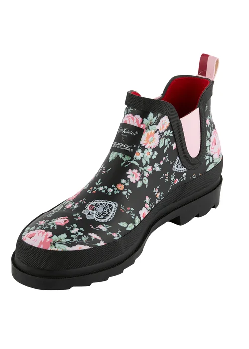 Regatta Low Cath Kidston Welly Black Floral Hackney Rose - Size 6 Image 3