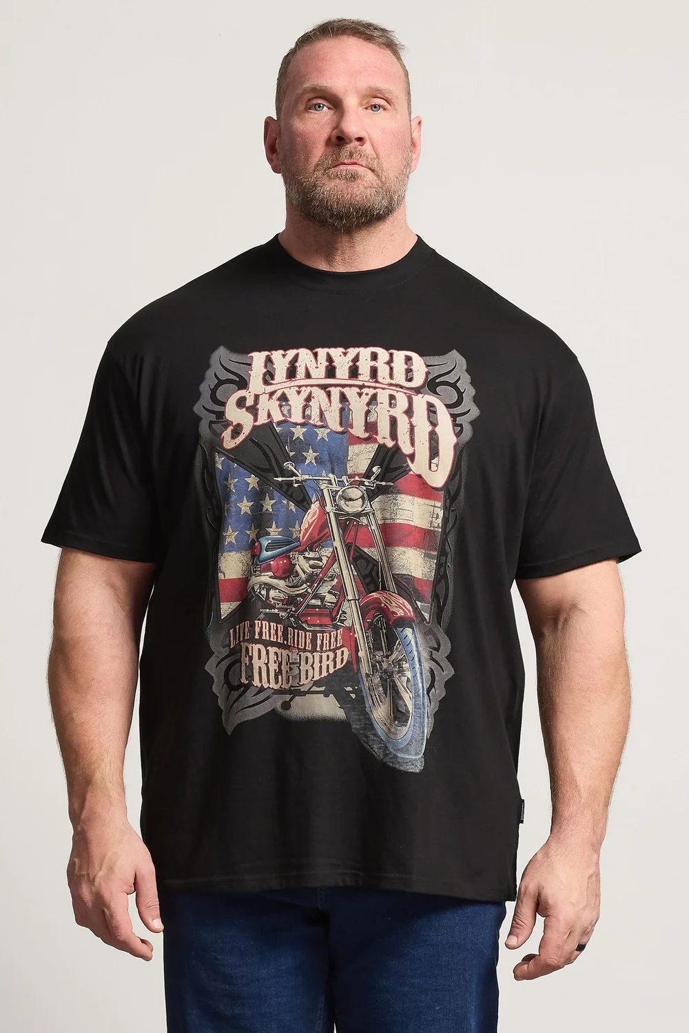 BadRhino Black Lynyrd Skynyrd Bike Graphic T-Shirt - 5-6XL Image 1