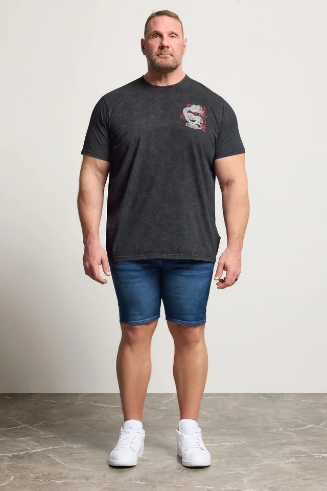 BadRhino Black Dragon Graphic Acid Wash T-Shirt