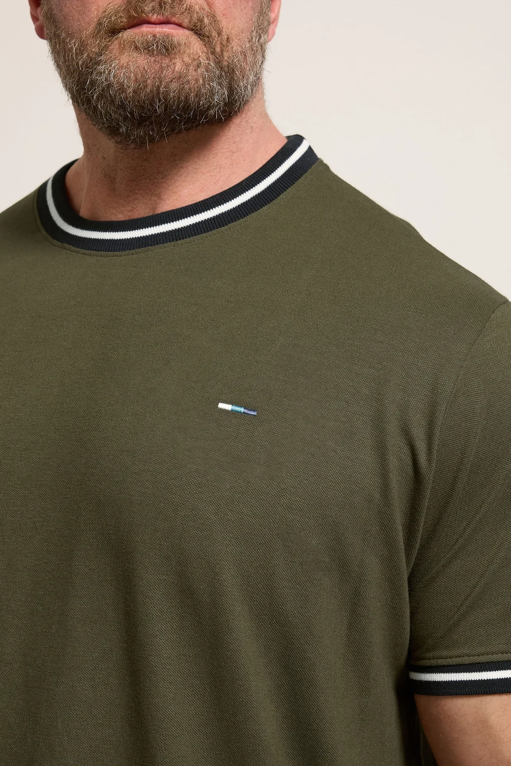 BadRhino Olive Green Pique Ringer T-Shirt - 5-6XL Image 4