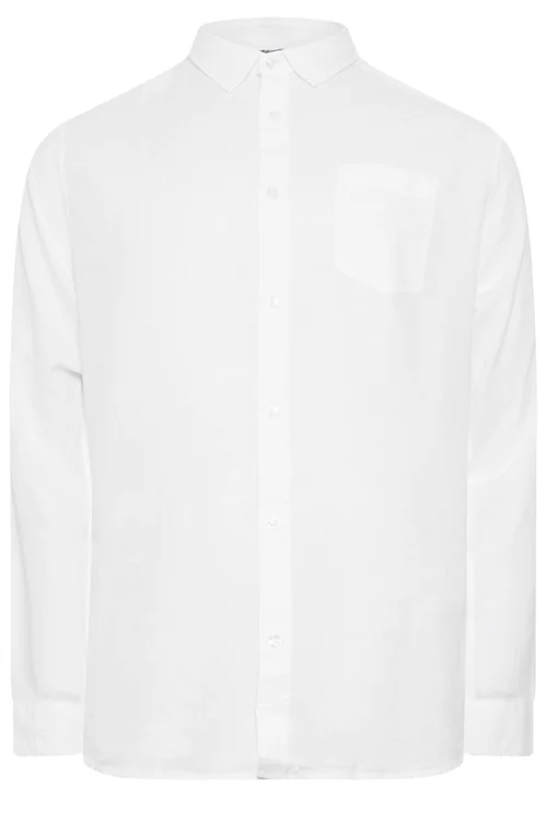BadRhino White Long Sleeve Linen Blend Shirt - 5-6XL Image 5
