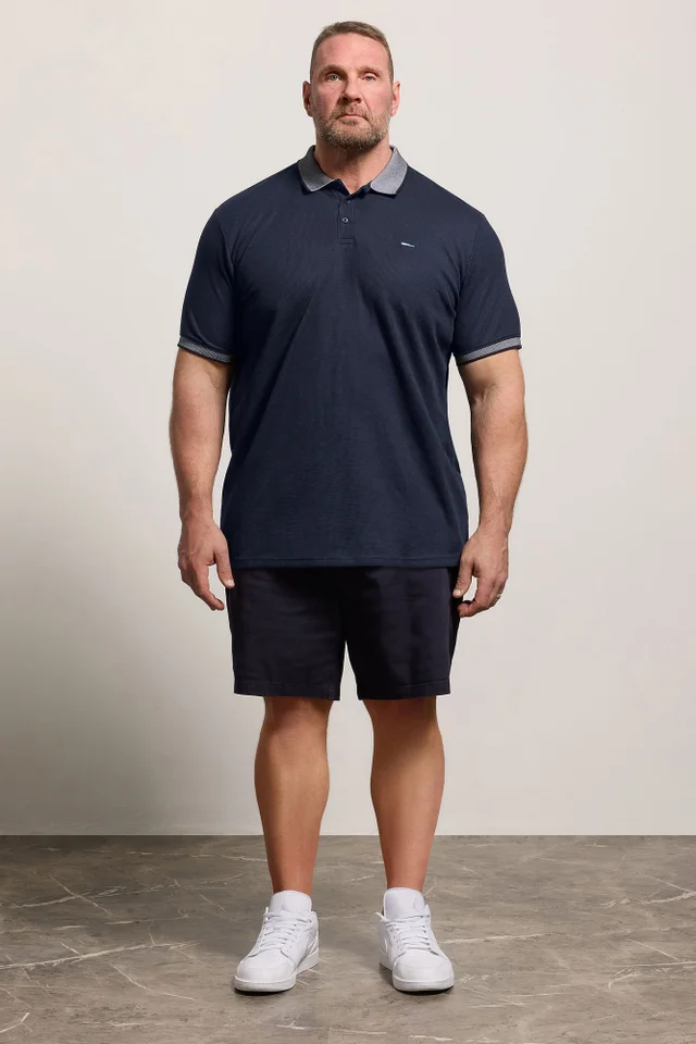 BadRhino Navy Blue Two Tone Waffle Polo Shirt