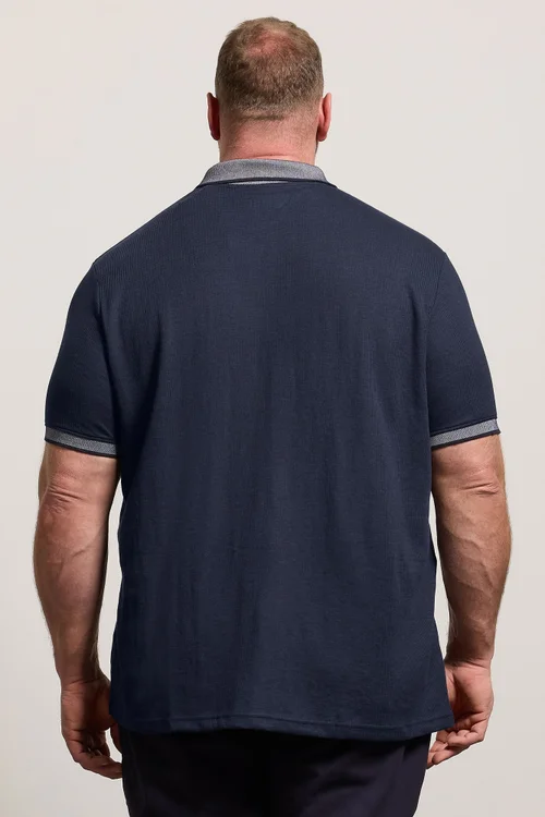 BadRhino Navy Blue Two Tone Waffle Polo Shirt - 3XL Image 3