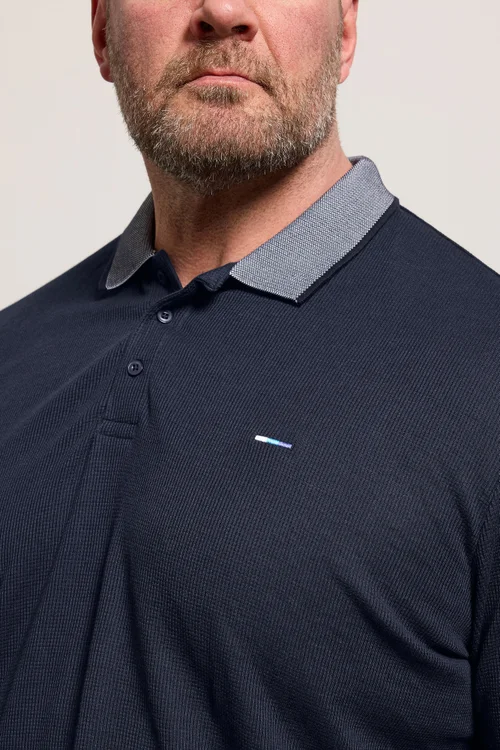 BadRhino Navy Blue Two Tone Waffle Polo Shirt - 3XL Image 4