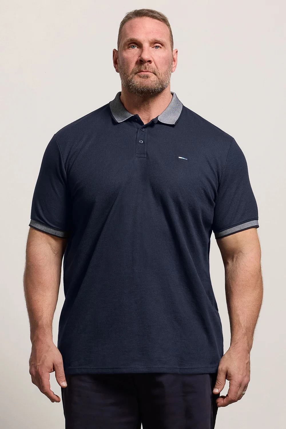 BadRhino Navy Blue Two Tone Waffle Polo Shirt - 3XL Image 1