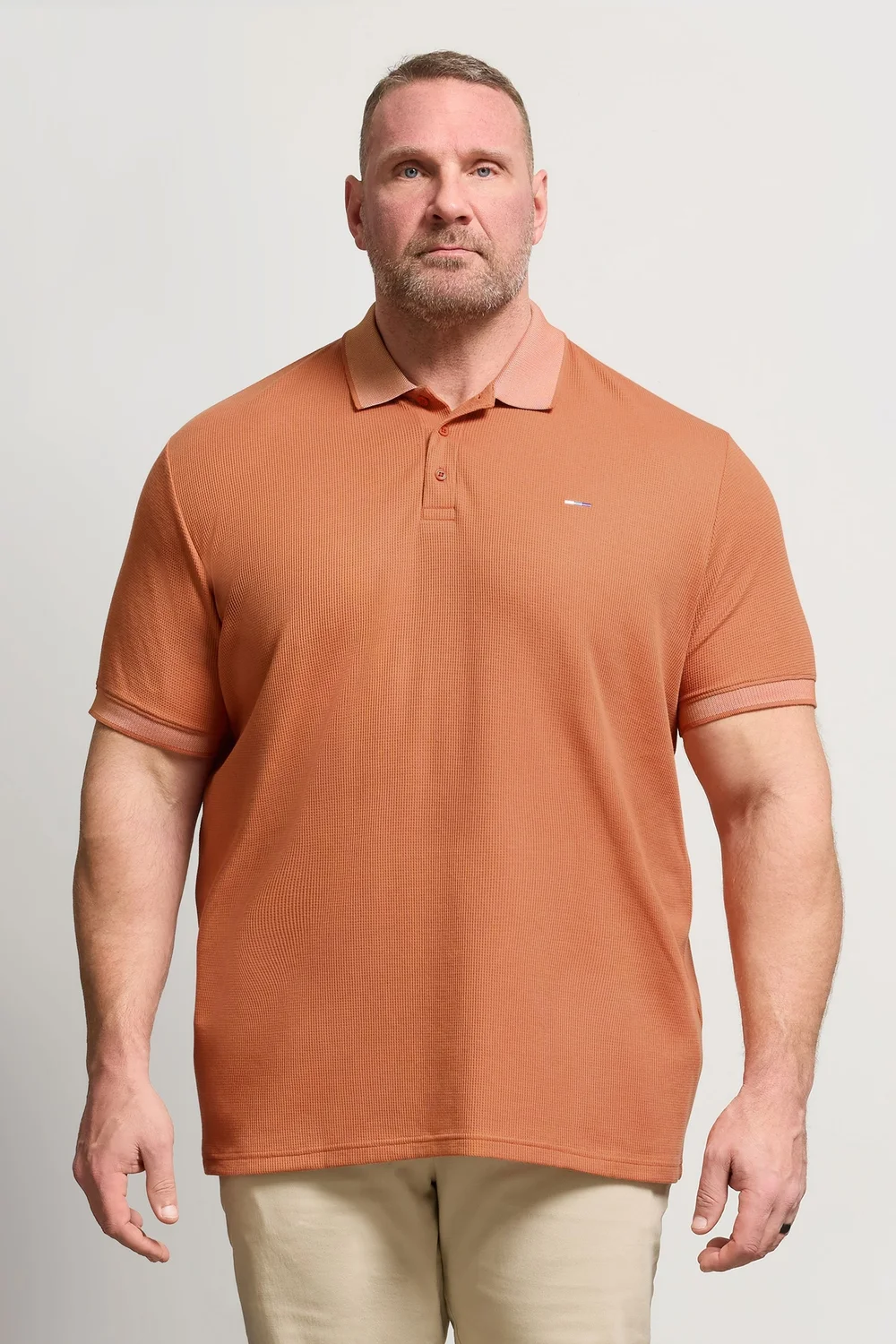 BadRhino Orange Two Tone Waffle Polo Shirt - XL Image 1