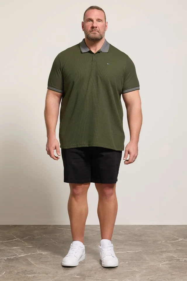 BadRhino Khaki Green Two Tone Waffle Polo Shirt
