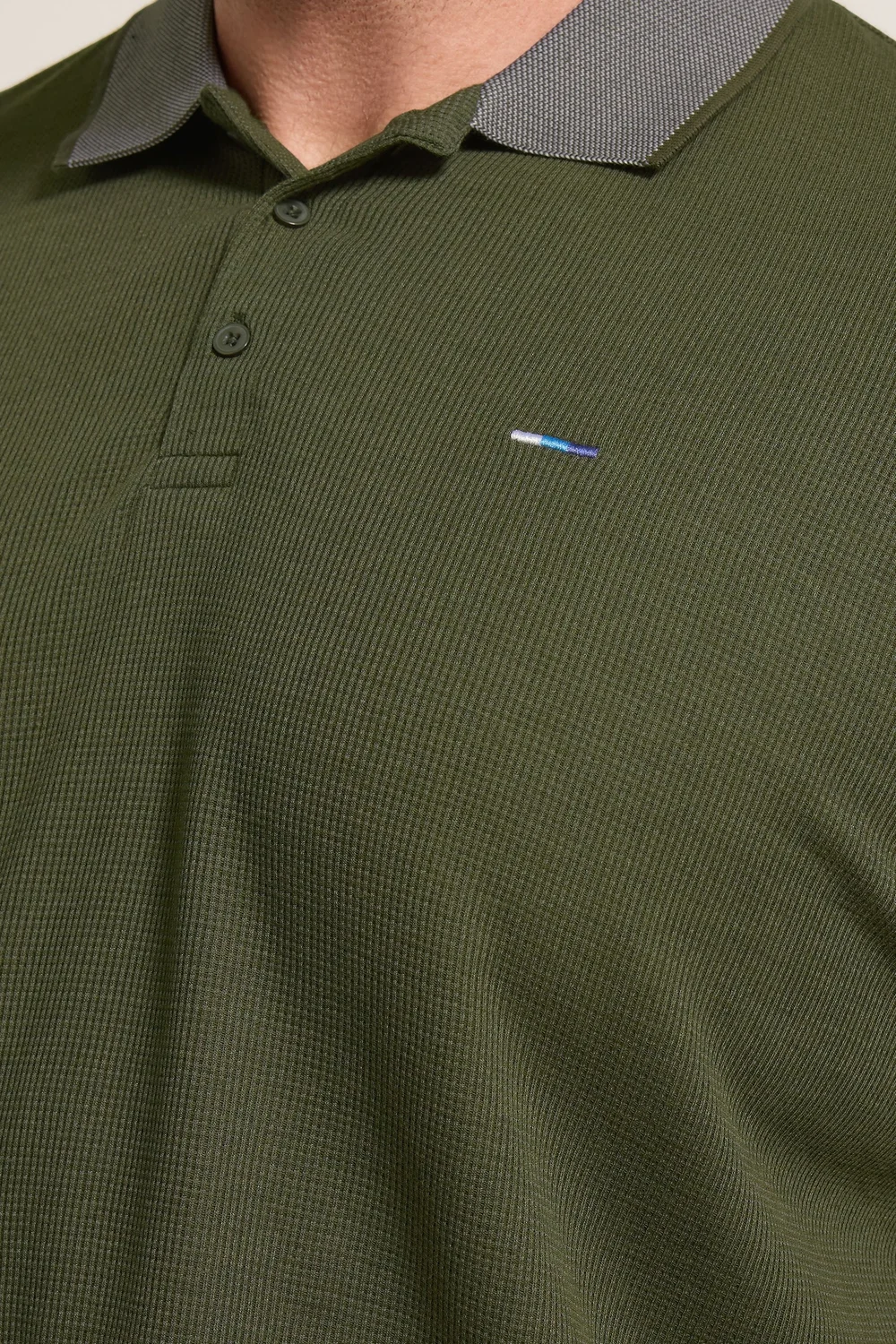 BadRhino Khaki Green Two Tone Waffle Polo Shirt - 4XL Image 4