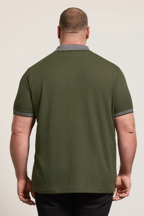 BadRhino Khaki Green Two Tone Waffle Polo Shirt - 4XL Image 3