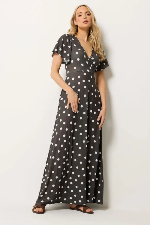 Long Tall Sally Chocolate Brown Spot Wrap Maxi Dress - 16 Image 1