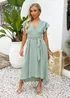 AX Paris Duck Egg Flutter Sleeve Belted Wrap Midi Dress - 16 Image 1