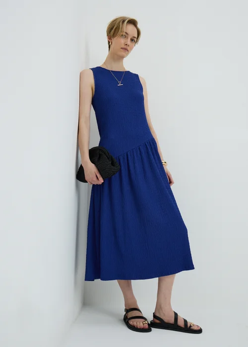 Cobalt Textured Drop Waist Midaxi Dress - 22 Image 1