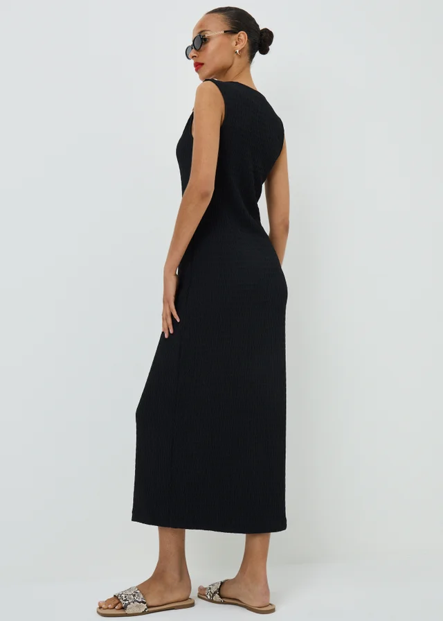 Black Textured Midaxi Dress