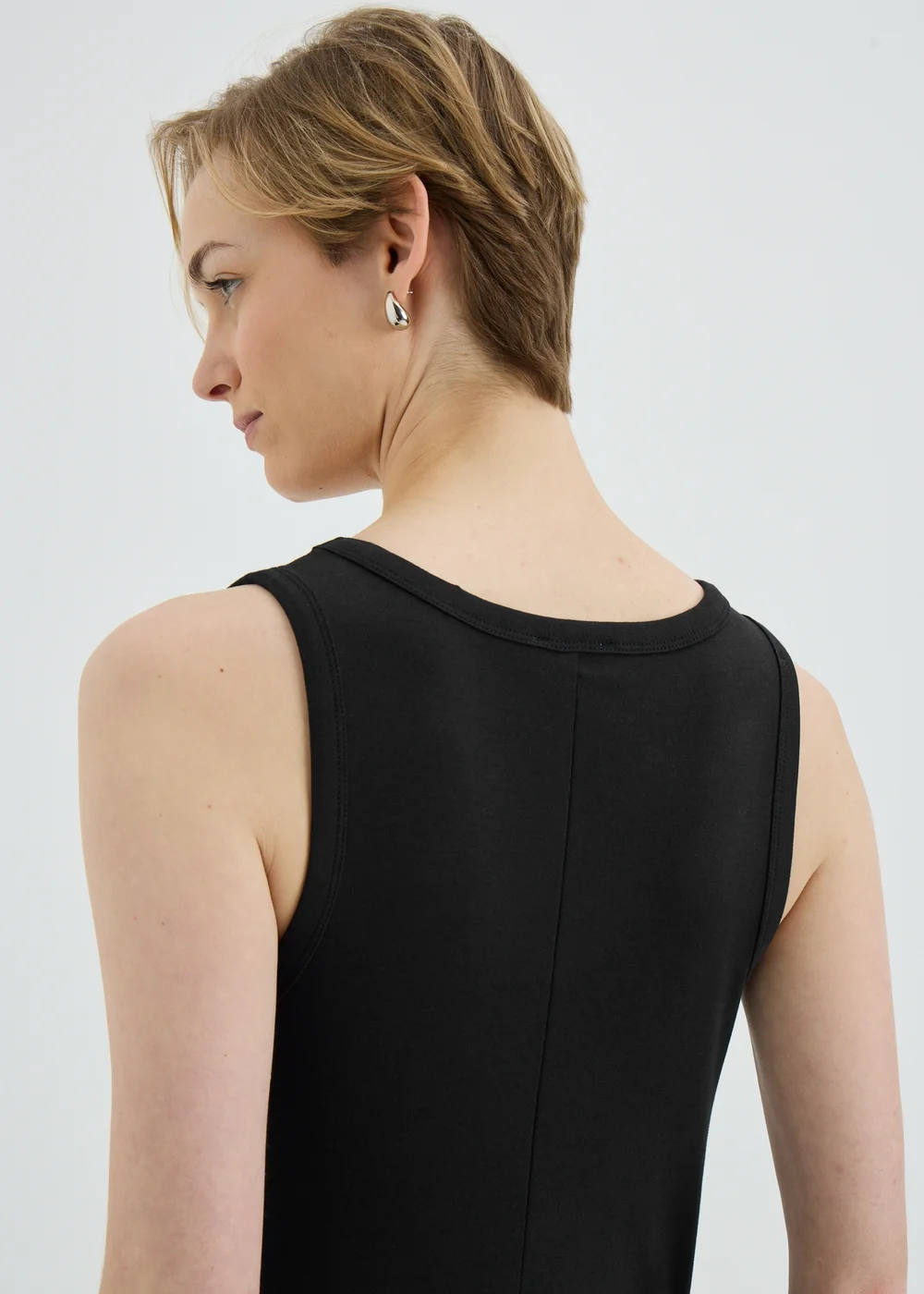 Black Scoop Neck Seam Midaxi Dress - 8 Image 2