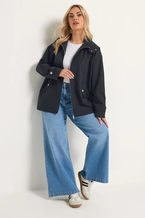 Yours Curve Navy Blue Military Button Jacket - 22-24 Image 3