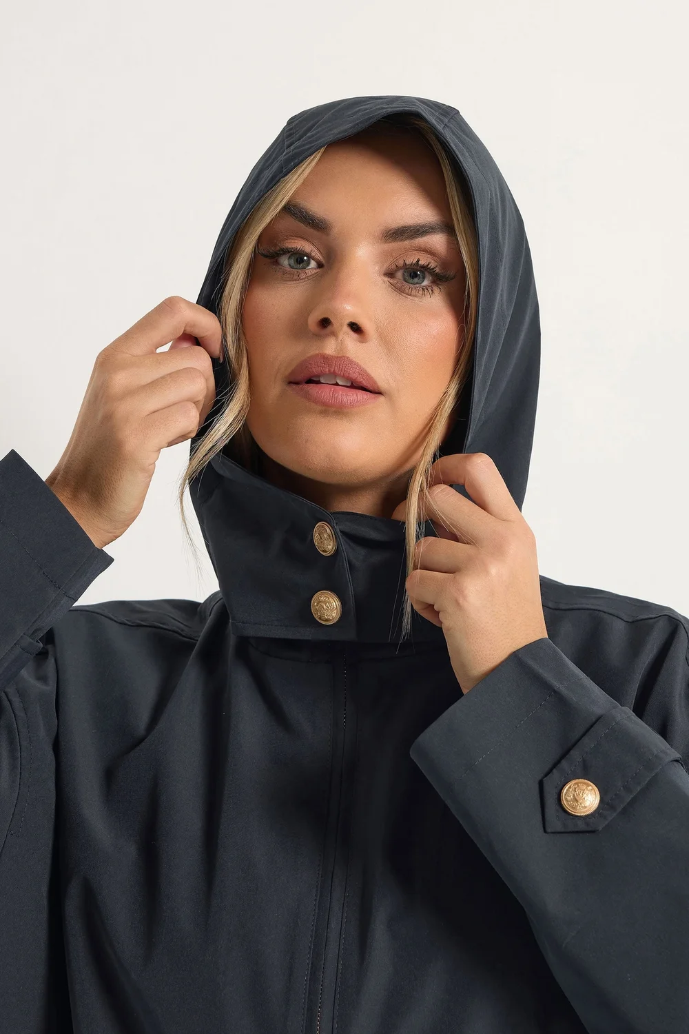 Yours Curve Navy Blue Military Button Jacket - 22-24 Image 5