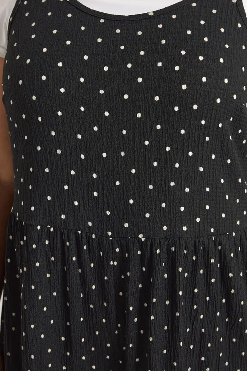 Yours Curve Black Polka Dot Textured Jumpsuit - 30-32 Image 4