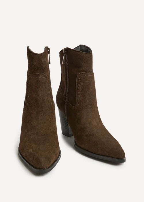 Linzi Canyon Brown Suede Leather Western Ankle Boots - Size 5 Image 3