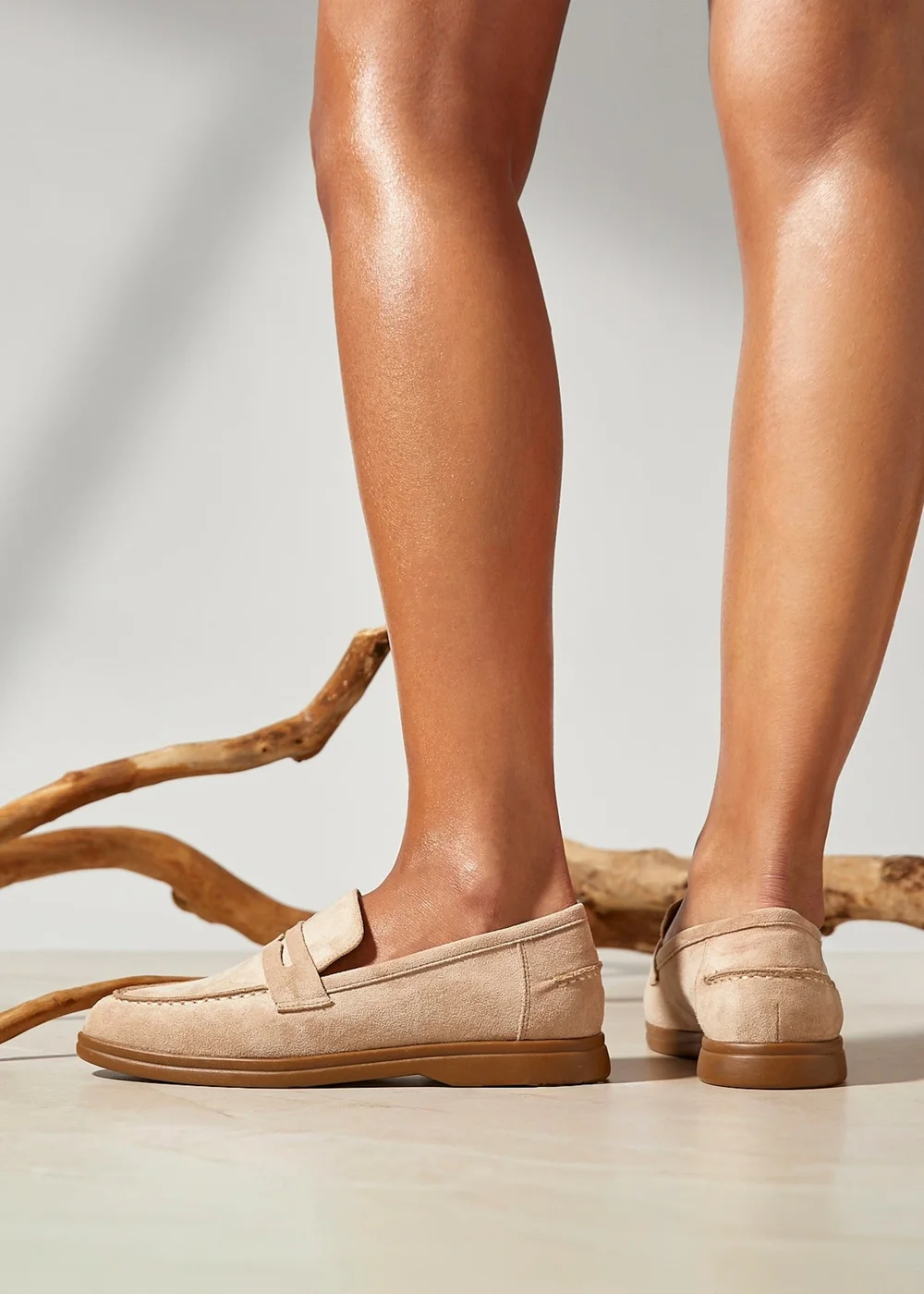 Linzi Review Beige Faux Suede Classic Loafer - 3 Image 6