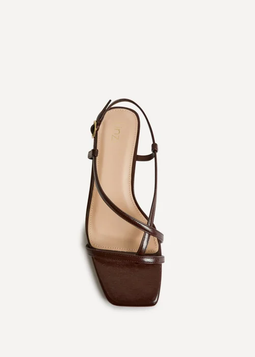 Linzi Arden Brown Faux Leather Block Heeled Sandals - 4 Image 4