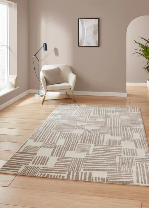 Catherine Lansfield Blocks Natural Rug 80 x 150cm - 80 x 150 Image 1