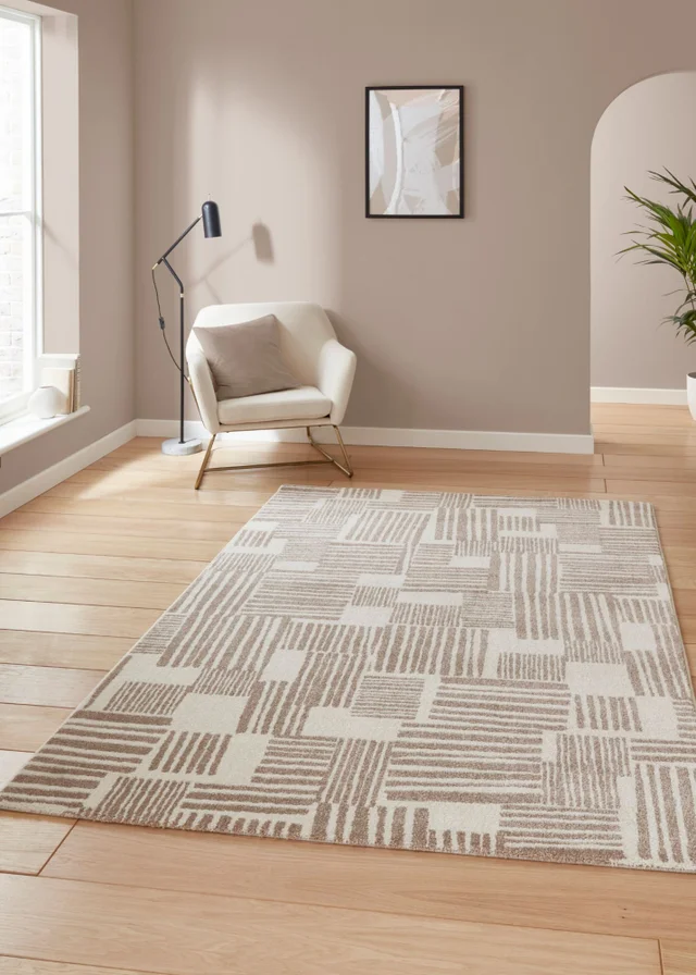 Catherine Lansfield Blocks Natural Rug 80 x 150cm