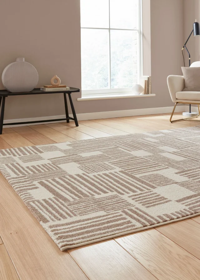 Catherine Lansfield Blocks Natural Rug 80 x 150cm