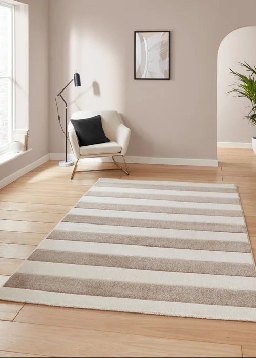 Catherine Lansfield Cove Stripe Natural Rug 120 x 170cm - 80 x 150 Image 1