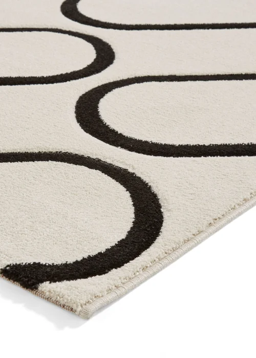 Catherine Lansfield Linear Curve White/Black Rug 80 x 150cm - 80 x 150 Image 4