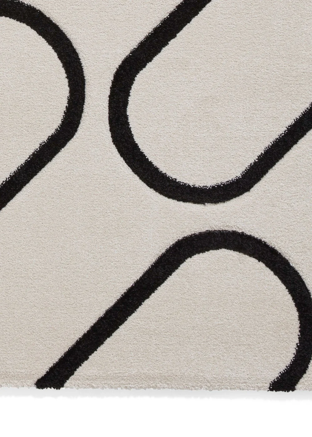 Catherine Lansfield Linear Curve White/Black Rug 80 x 150cm - 80 x 150 Image 3