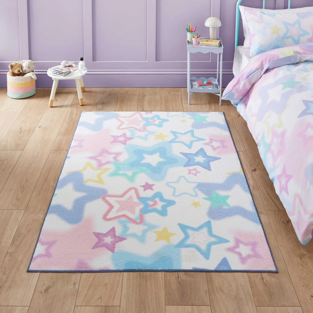 Catherine Lansfield Ombre Stars Pink Washable Rug 120 x 170cm - 80 x 150 Image 1