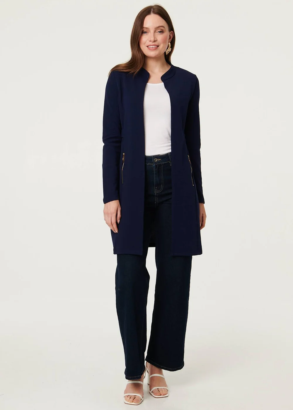 Izabel London Navy Open Front Longline Coatigan - 10 Image 4