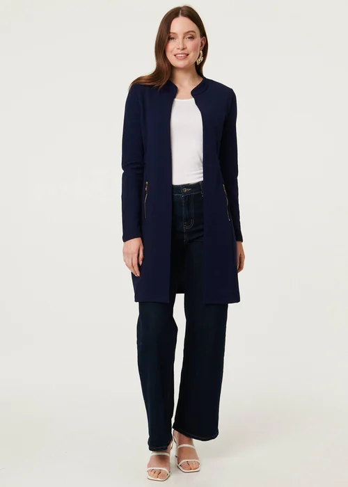 Izabel London Navy Open Front Longline Coatigan - 10 Image 4