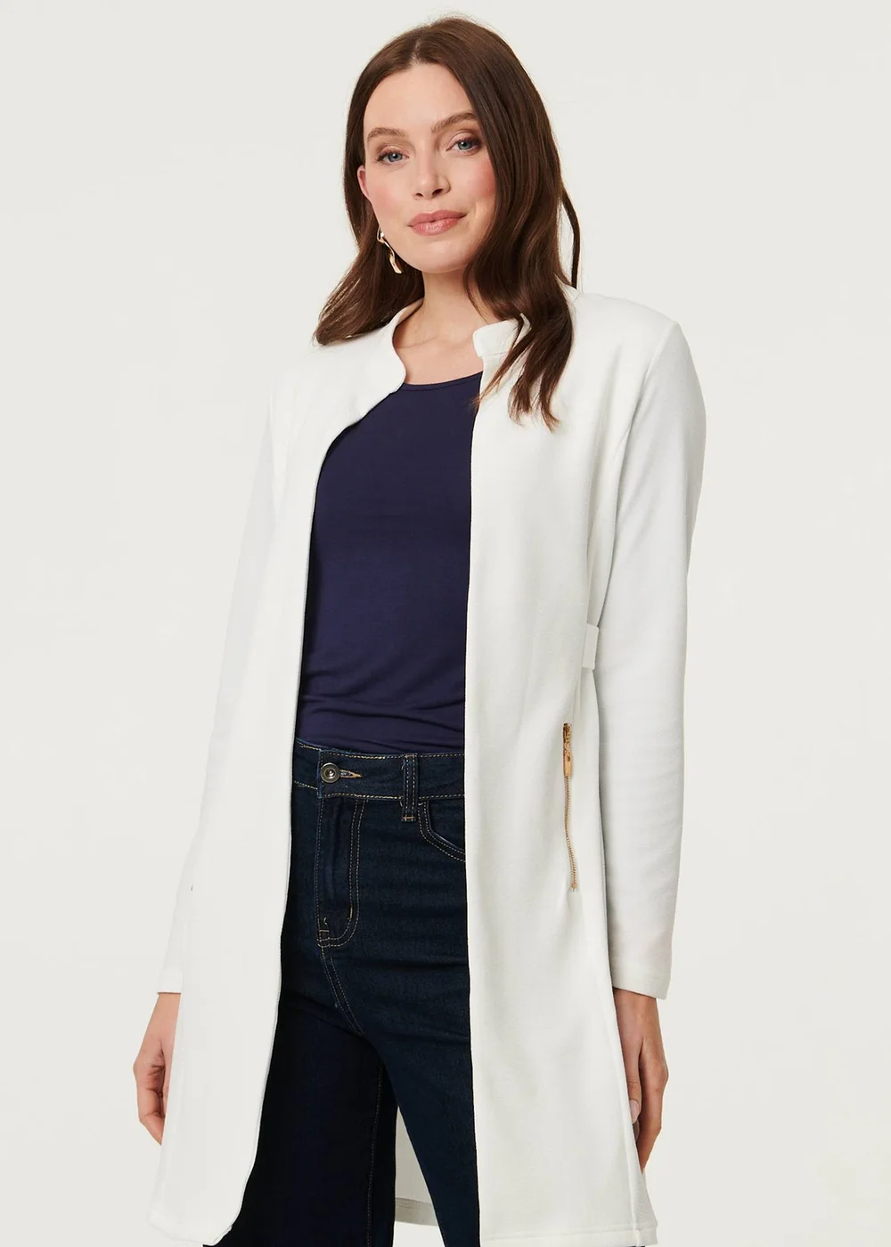 Izabel London White Open Front Longline Coatigan - 16 Image 1
