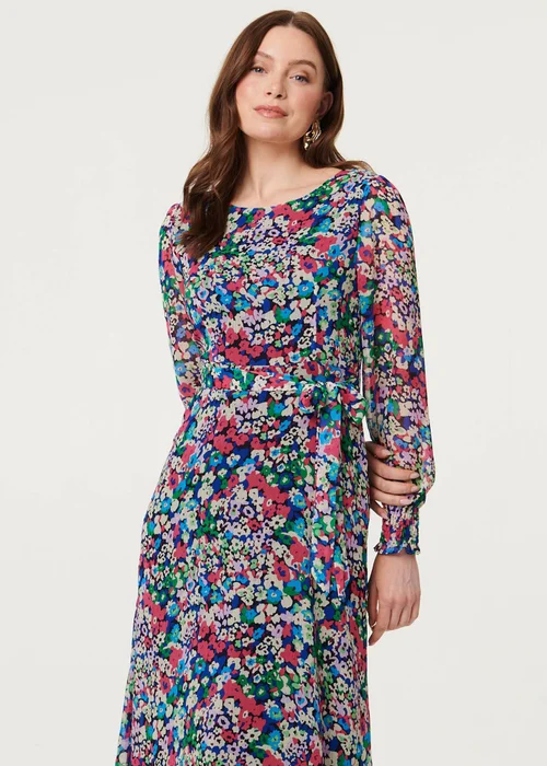Izabel London Blue Ditsy Floral Layer Tie Waist Maxi Dress - 10 Image 1